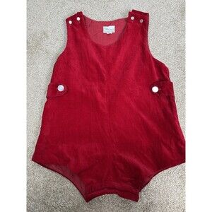 VTG Tiny Tots Red Velvet Jon Jon Christmas Romper 12-18M Hong Kong XL Holiday